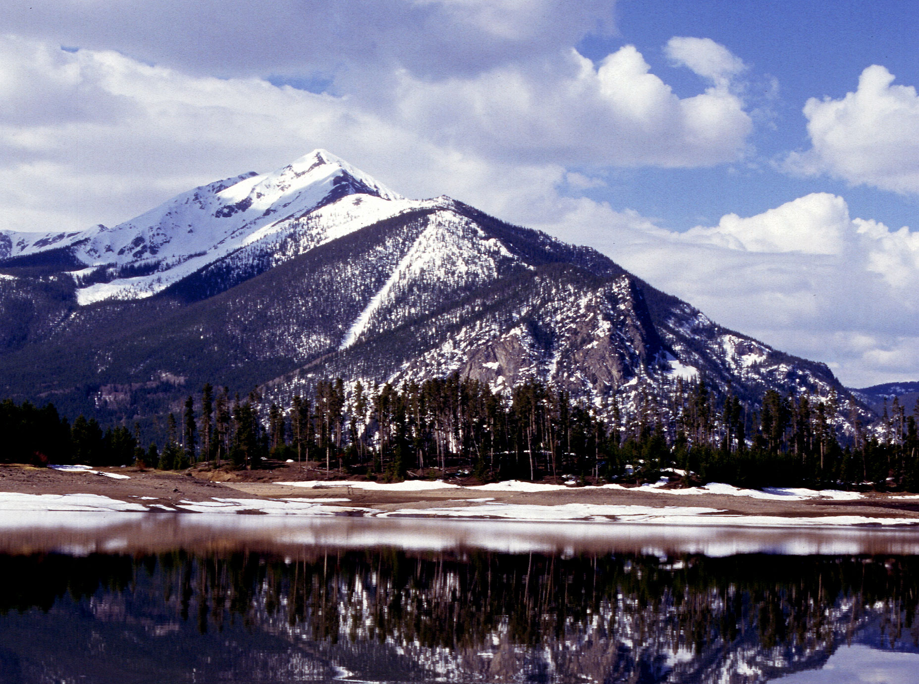 Mountain by lake